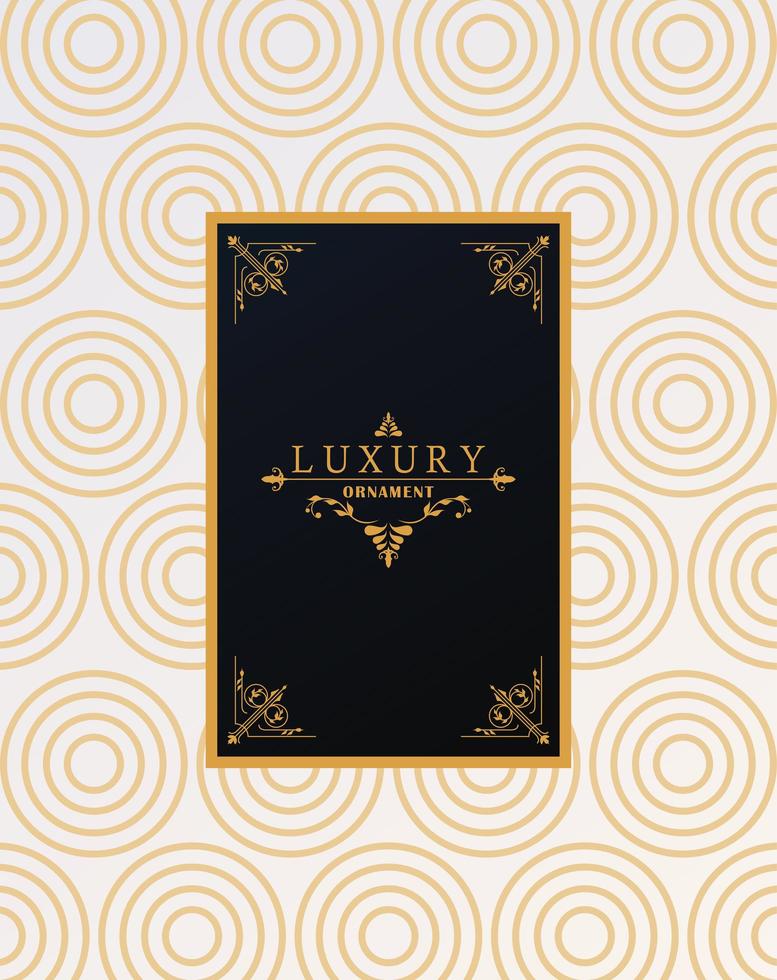 luxury frame with victorian style in golden waves figures background vector