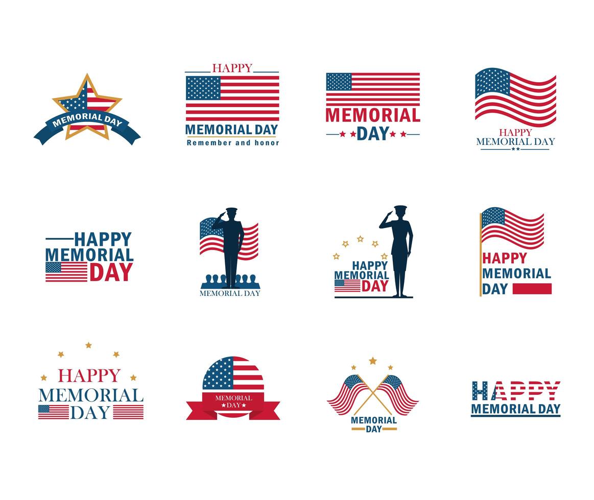 memorial day badges vector