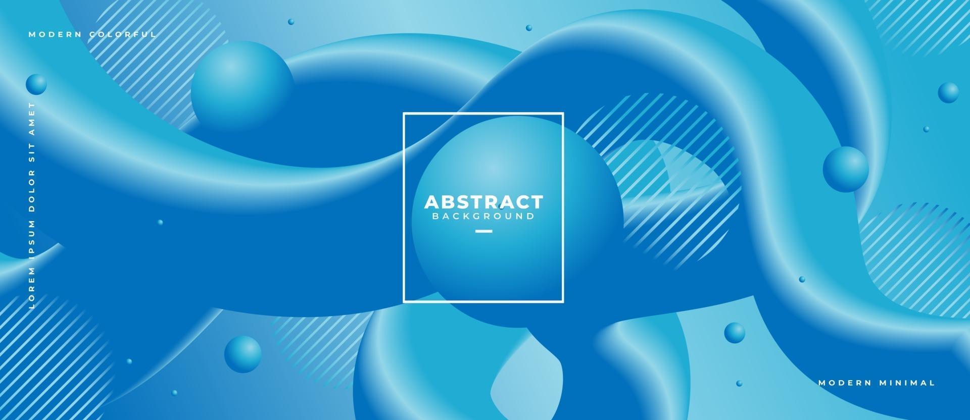 Abstract dynamic blue flowing curved path shape with geometric and sphere shape on gradient background vector