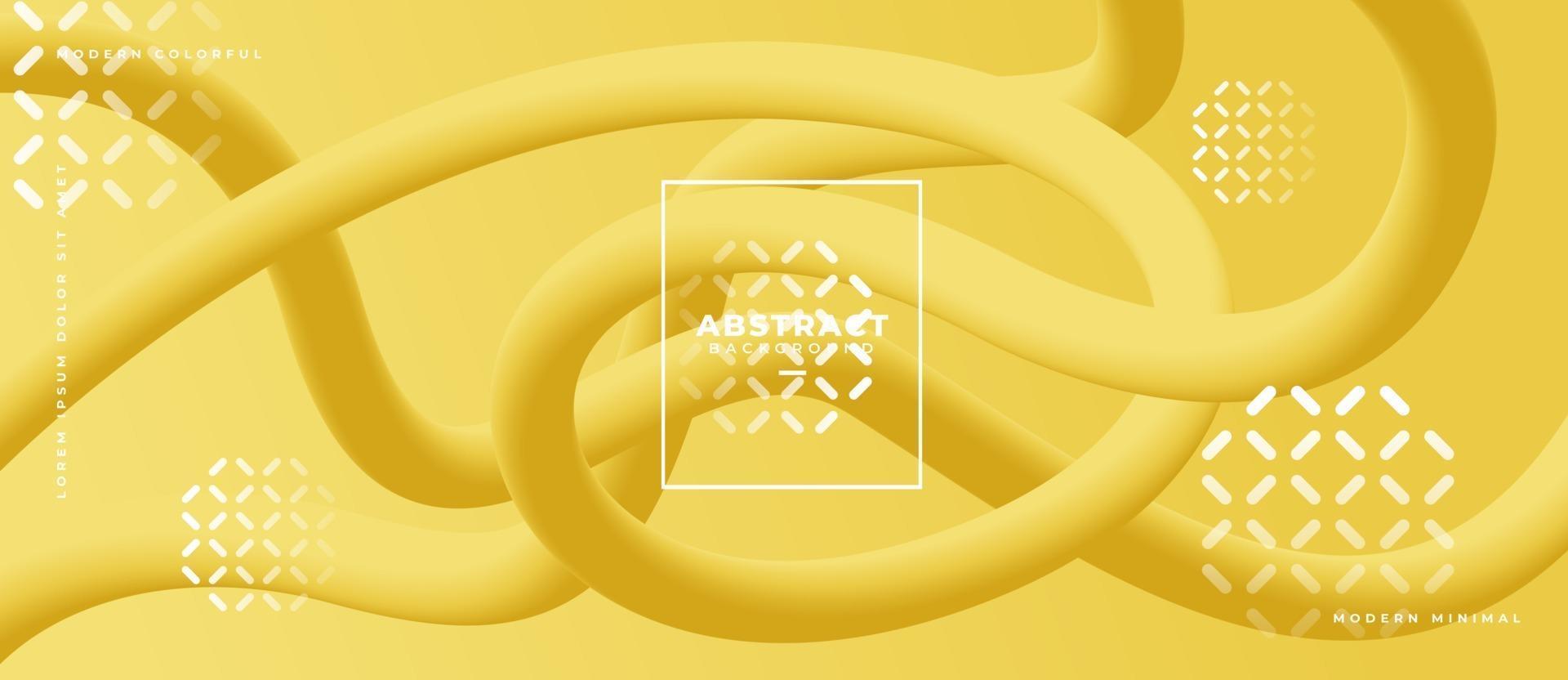 Abstract 3d curved path duotone yellow shape with geometric shape on yellow gradient background vector