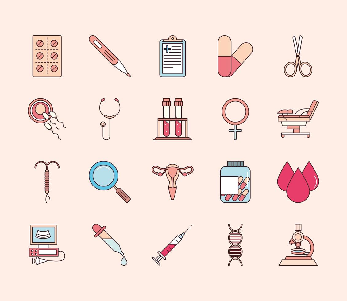 gynecology cartoon set vector