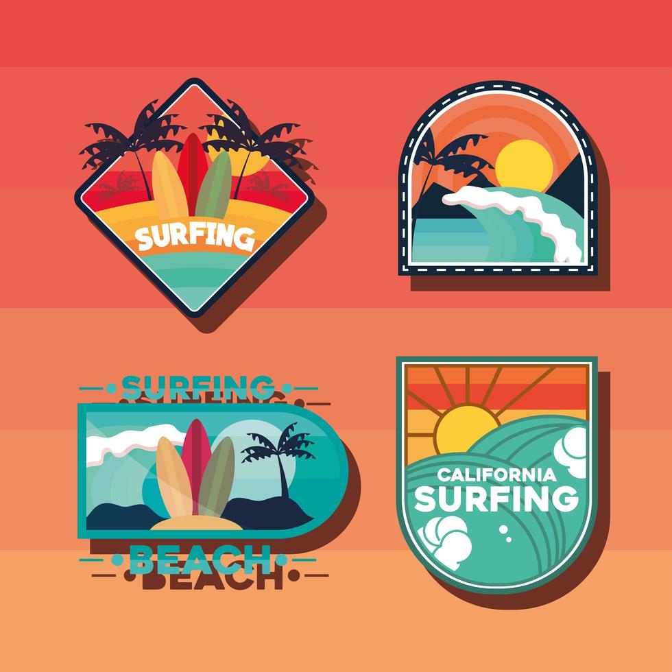 patches surfing set vector