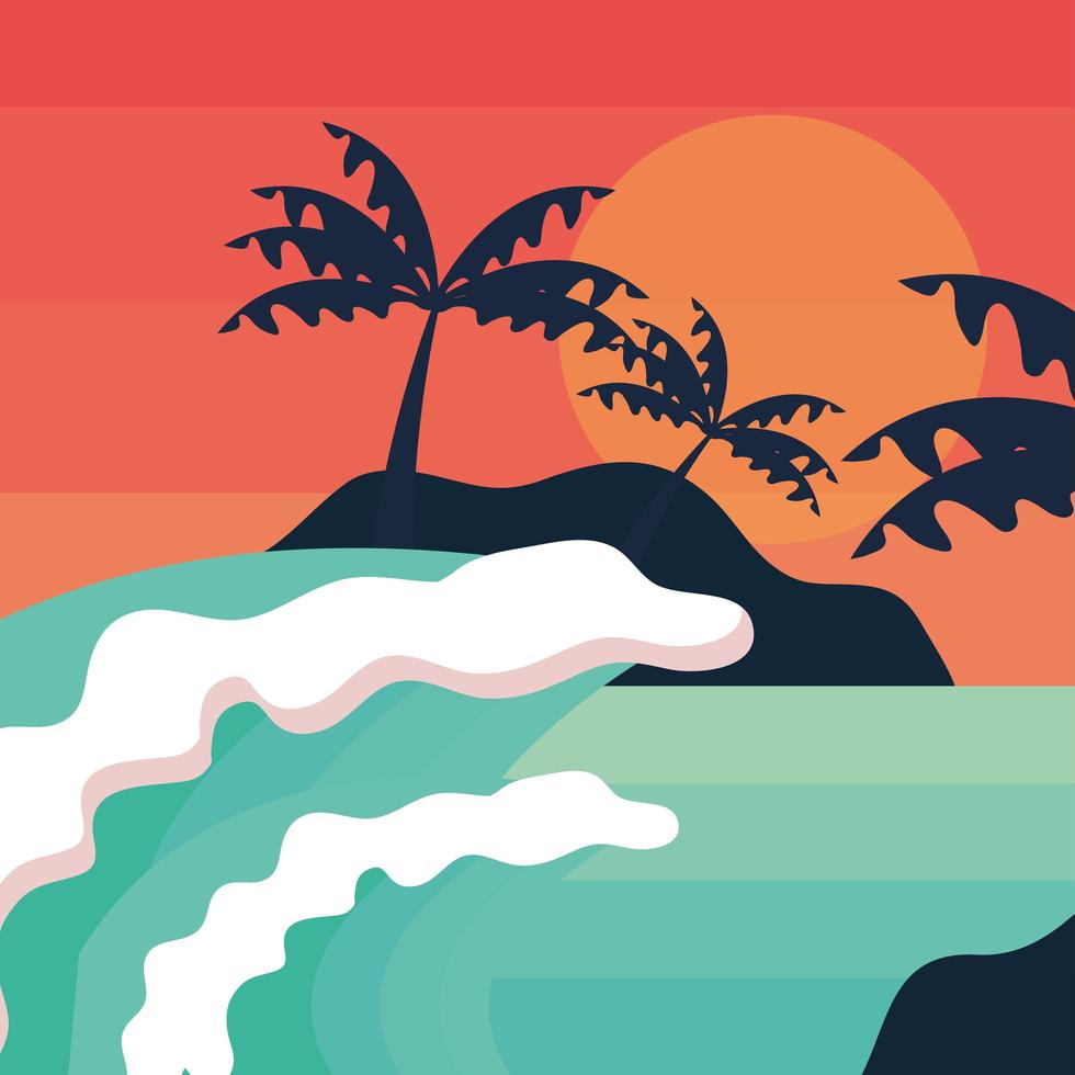 tropical island waves vector