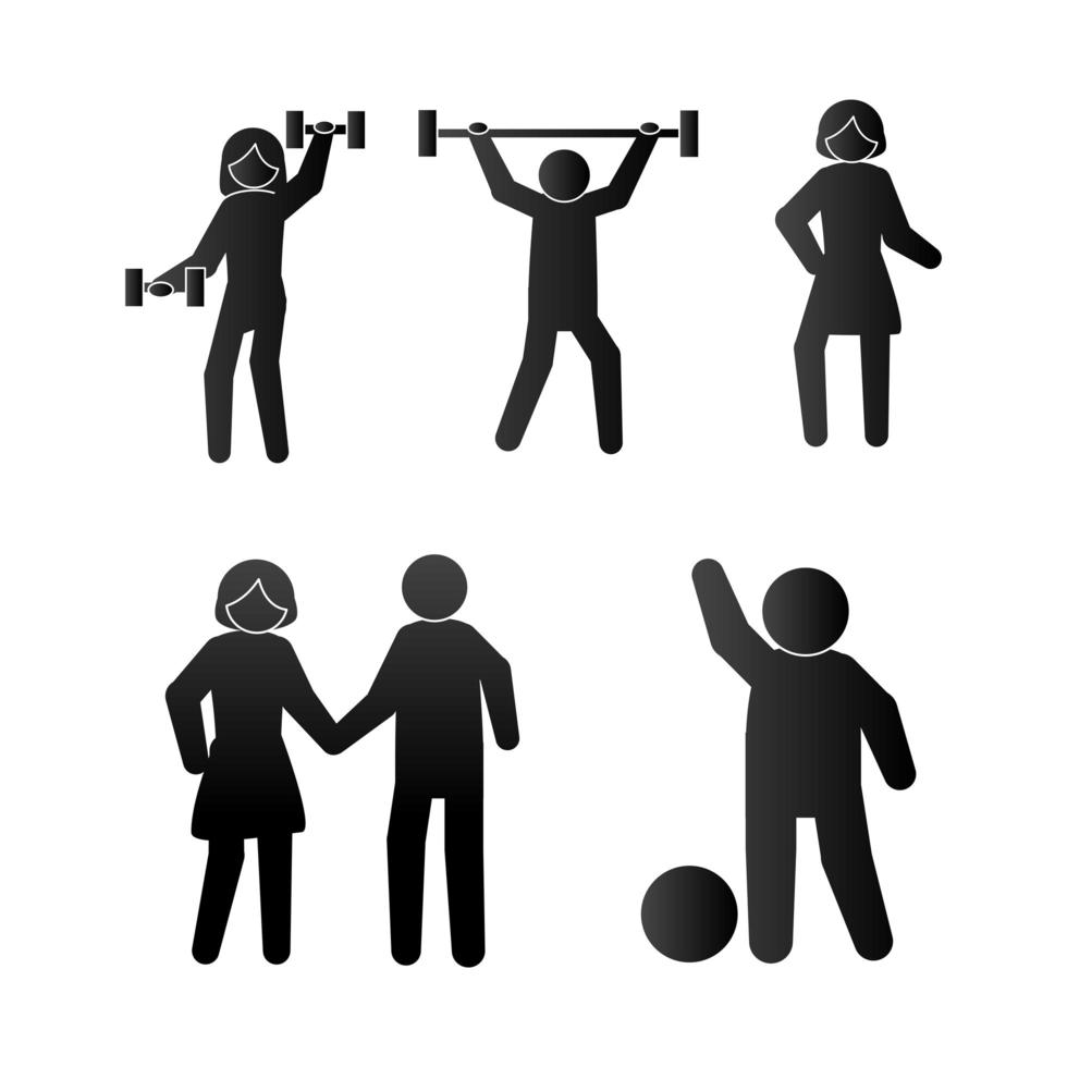 pictogram people exercises vector