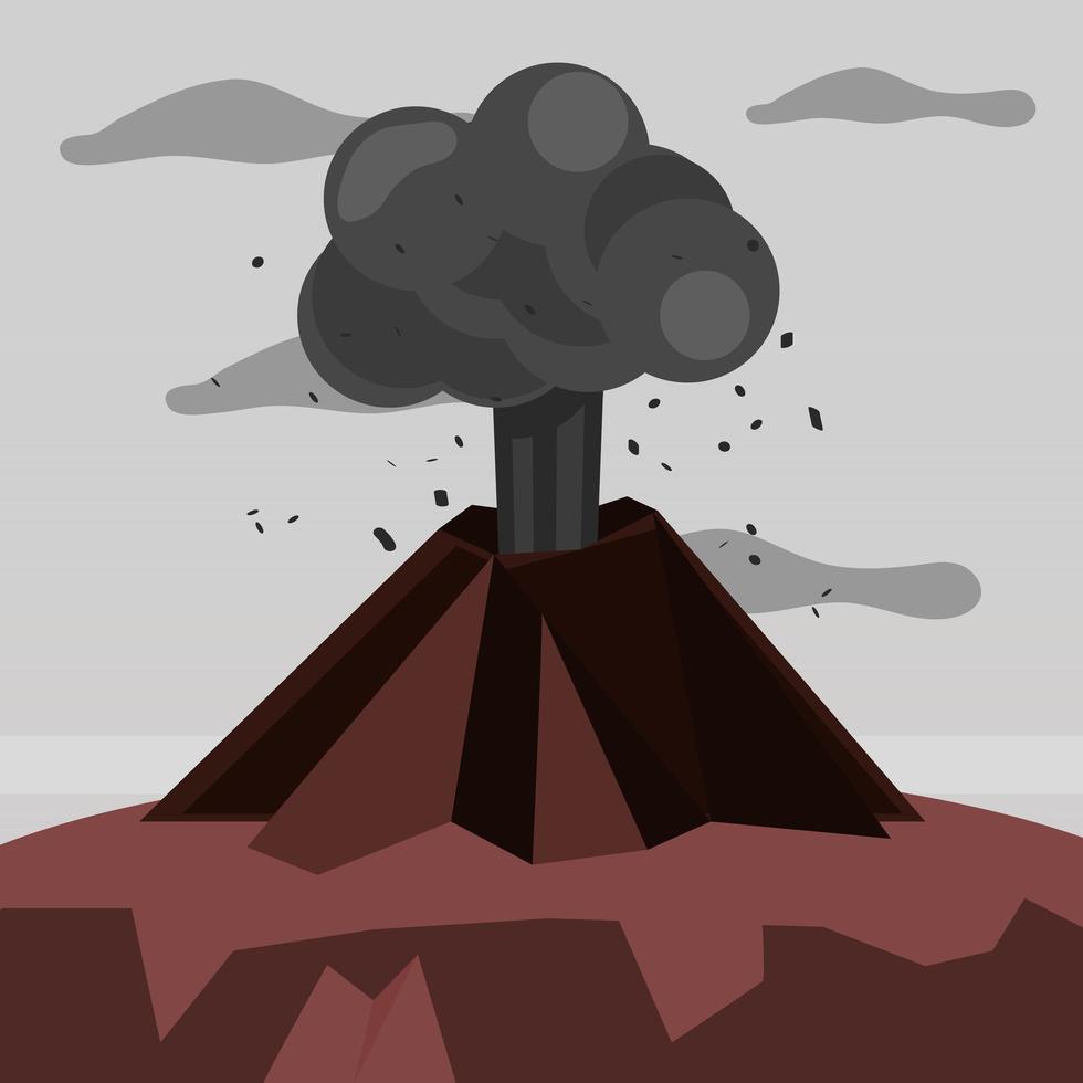 erupting volcano disaster vector