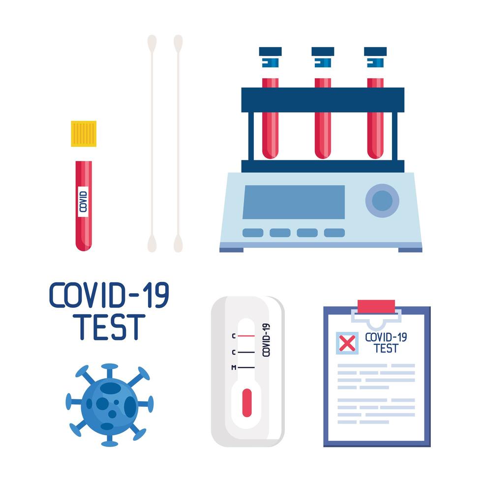 covid 19 virus test tubes and medical document vector design
