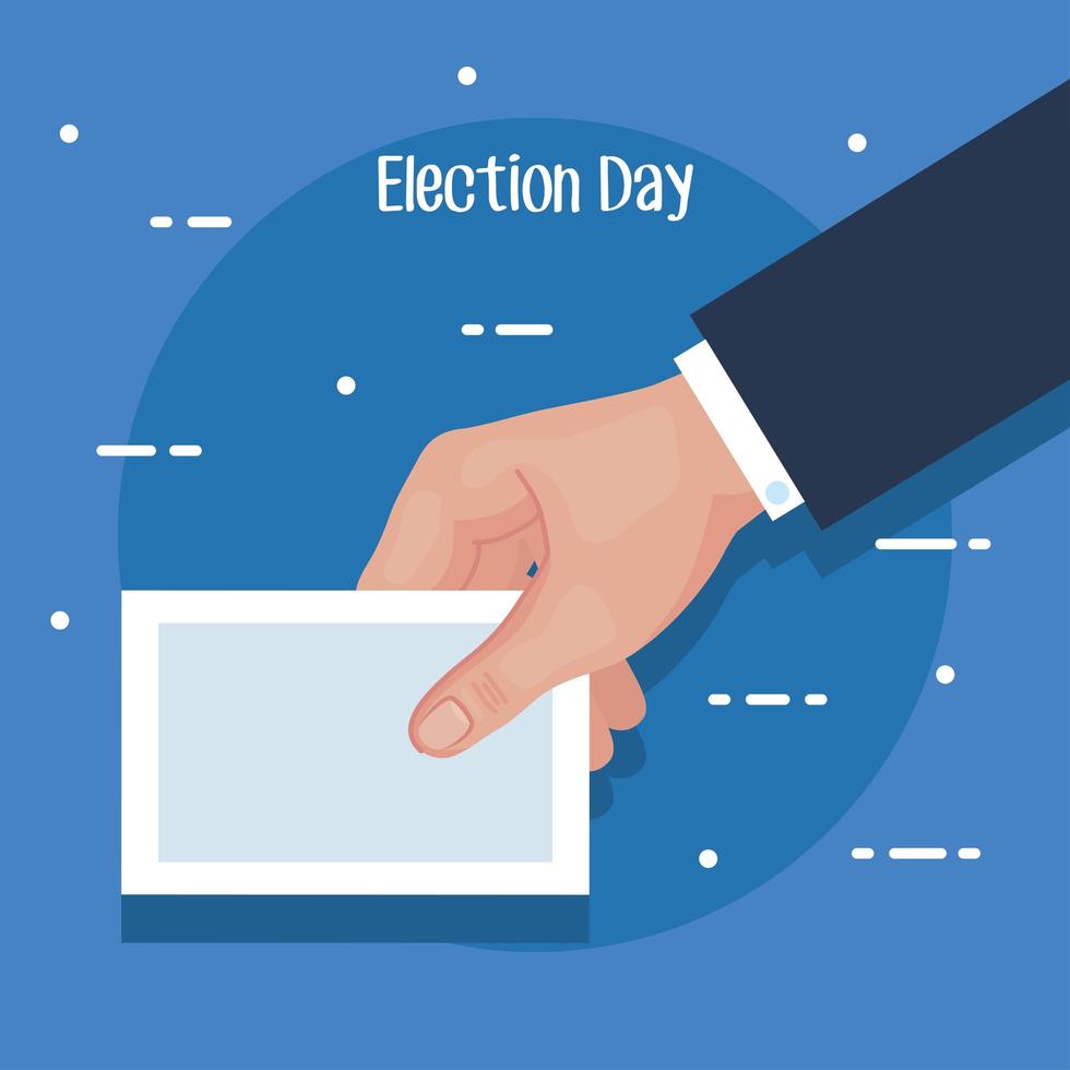 election day hand holding vote paper vector design