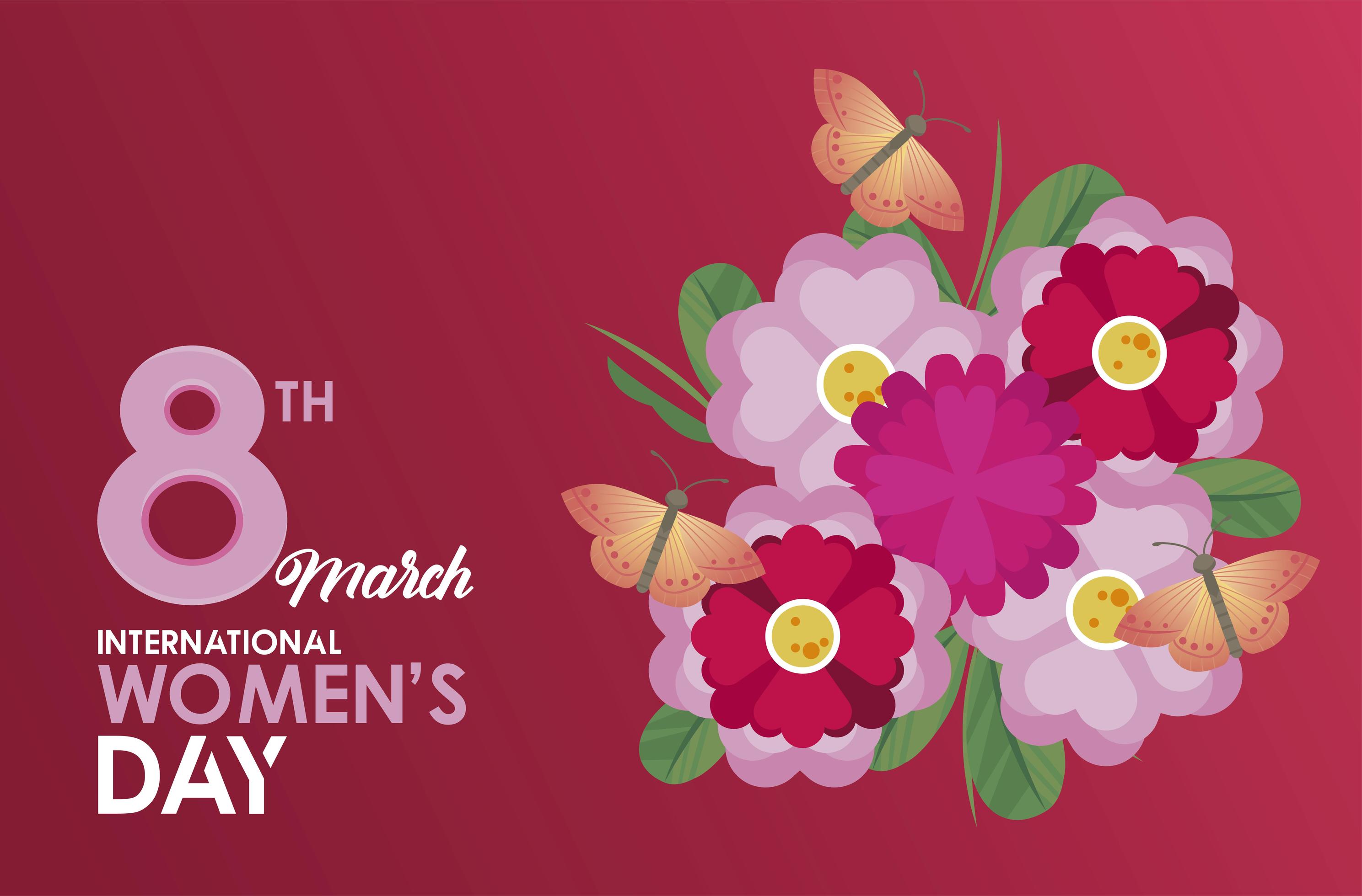 international womens day celebration poster with butterflies and