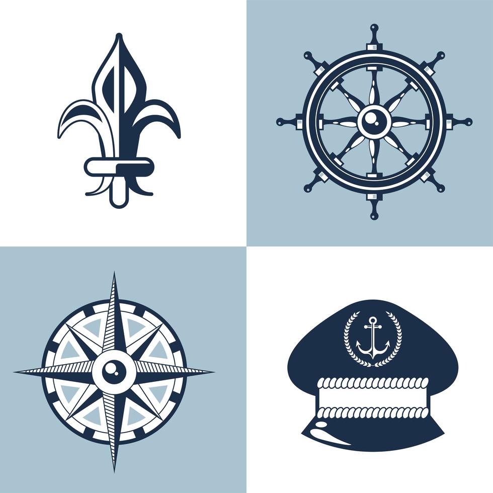 four nautical labels vector