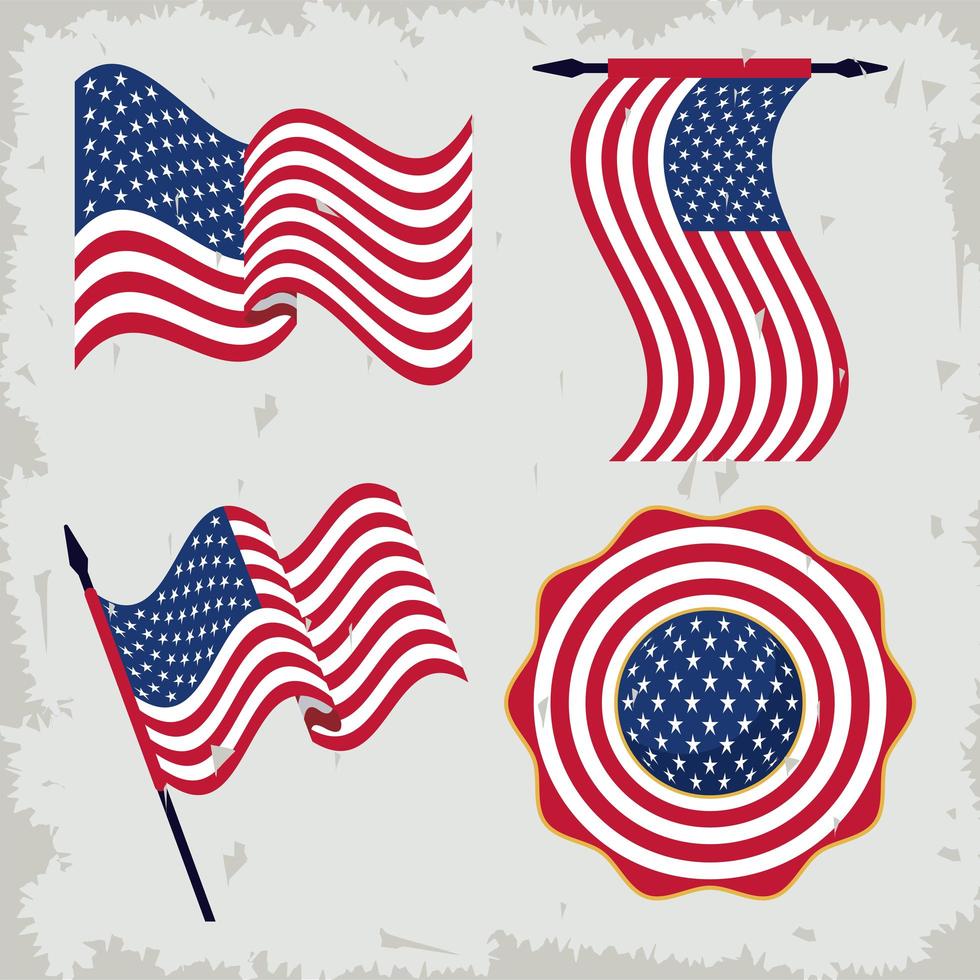 conjunto de banderas de estados unidos vector