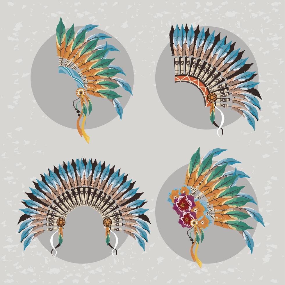 four war bonnets vector