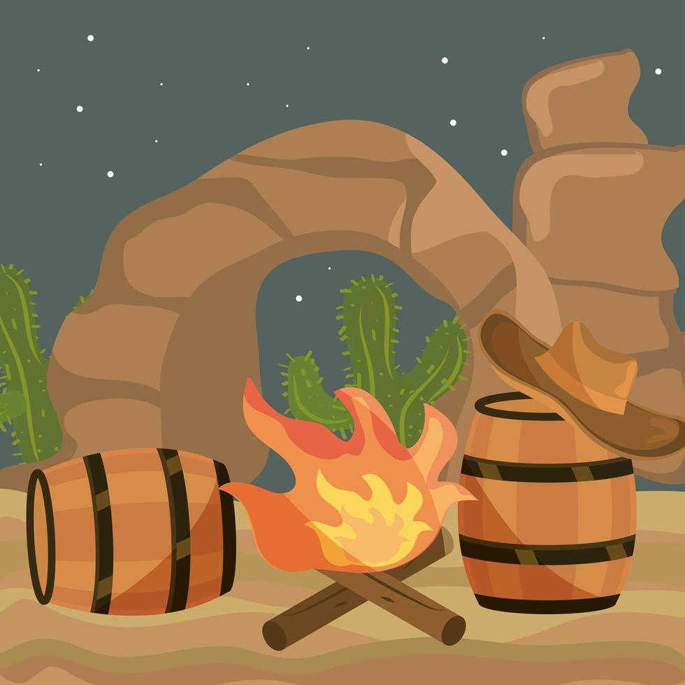 wild west bonfire vector