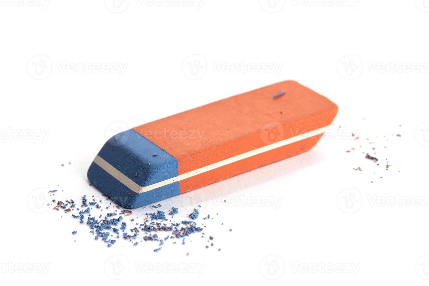 Pen Ink eraser and shavings Isolated on white background photo