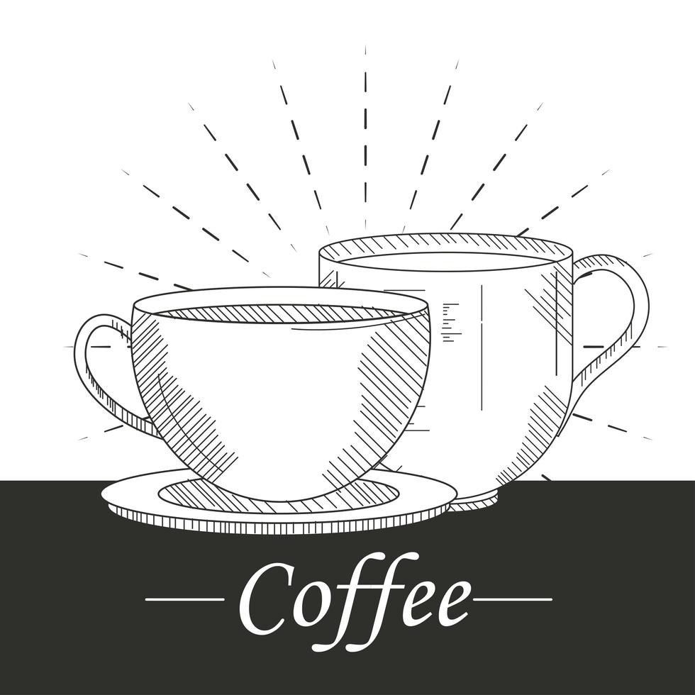 coffee cups sketch vector