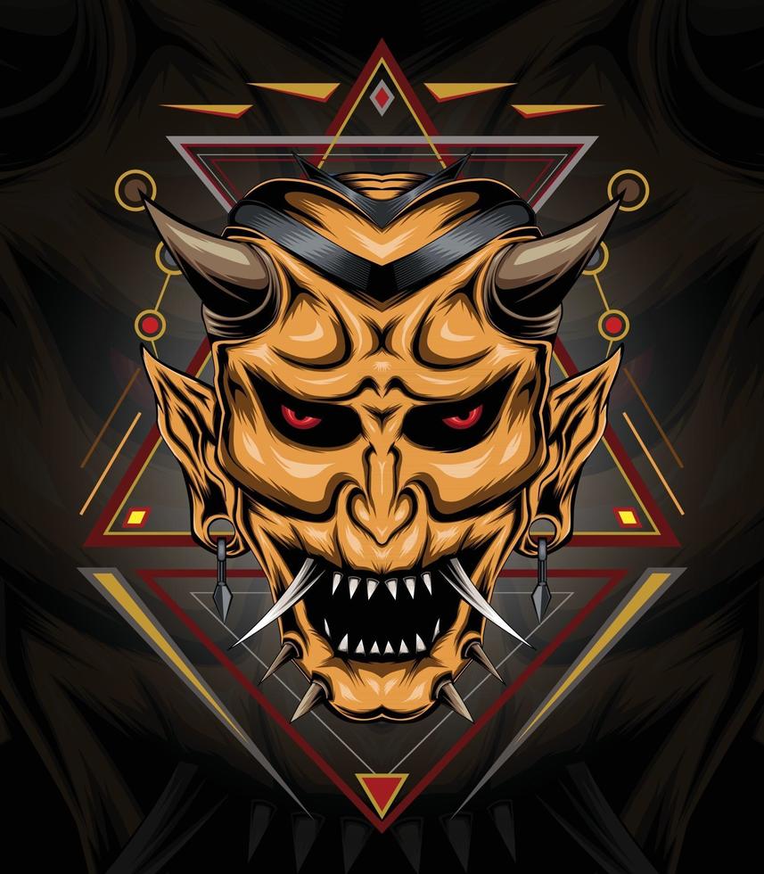 Ilustración de cara de diablo, cabeza de demonio vector