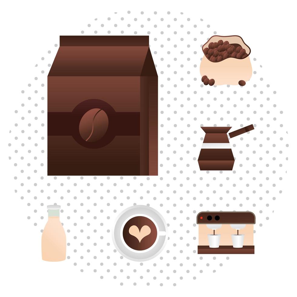coffee time set vector