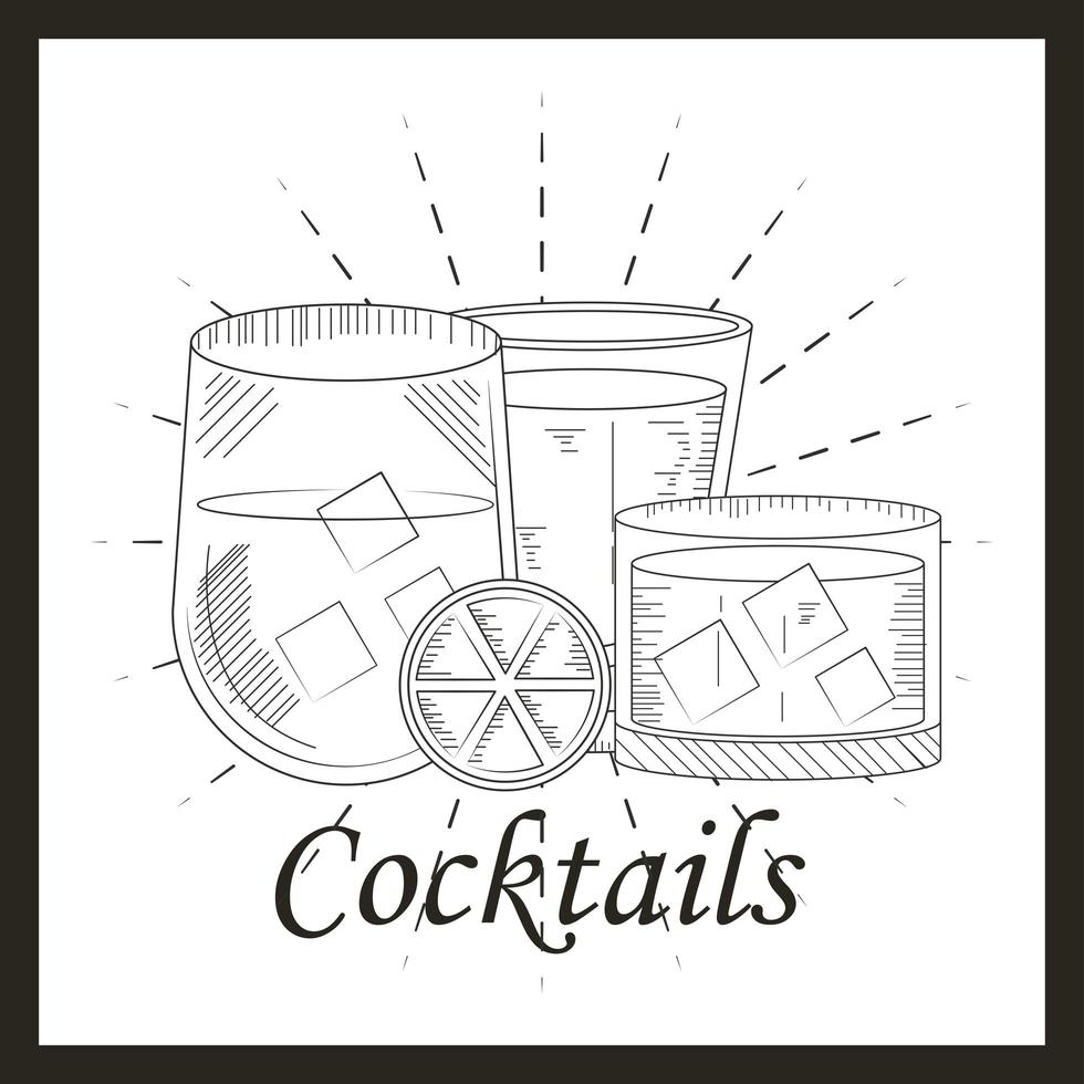 cocktails cups sketch vector