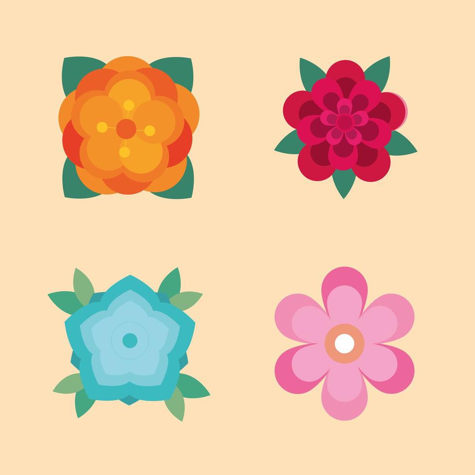set of flowers vector