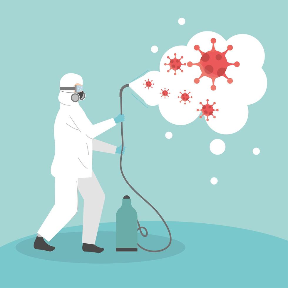 worker hazmat suit vector