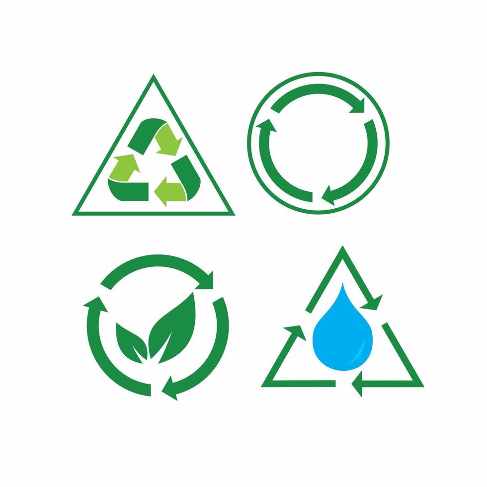 set of green eco icons vector