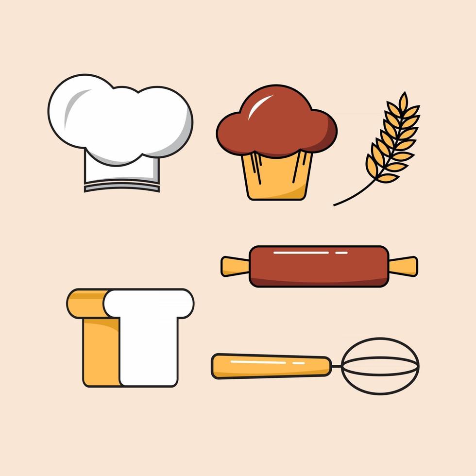 Set of food and kitchen tools vector