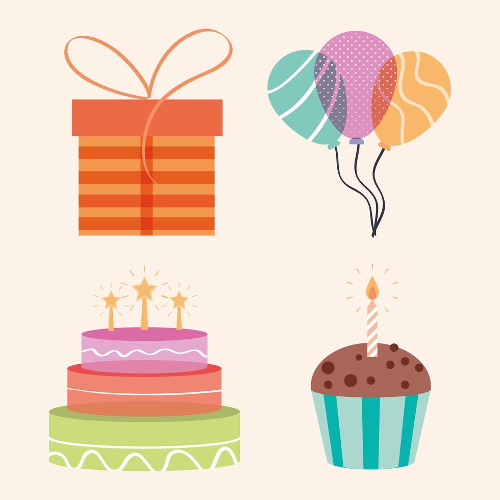 birthday celebration icons vector