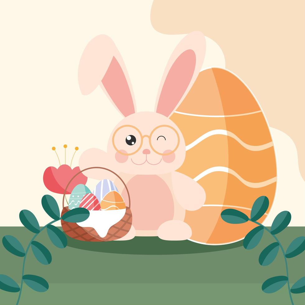 easter bunny eggs vector