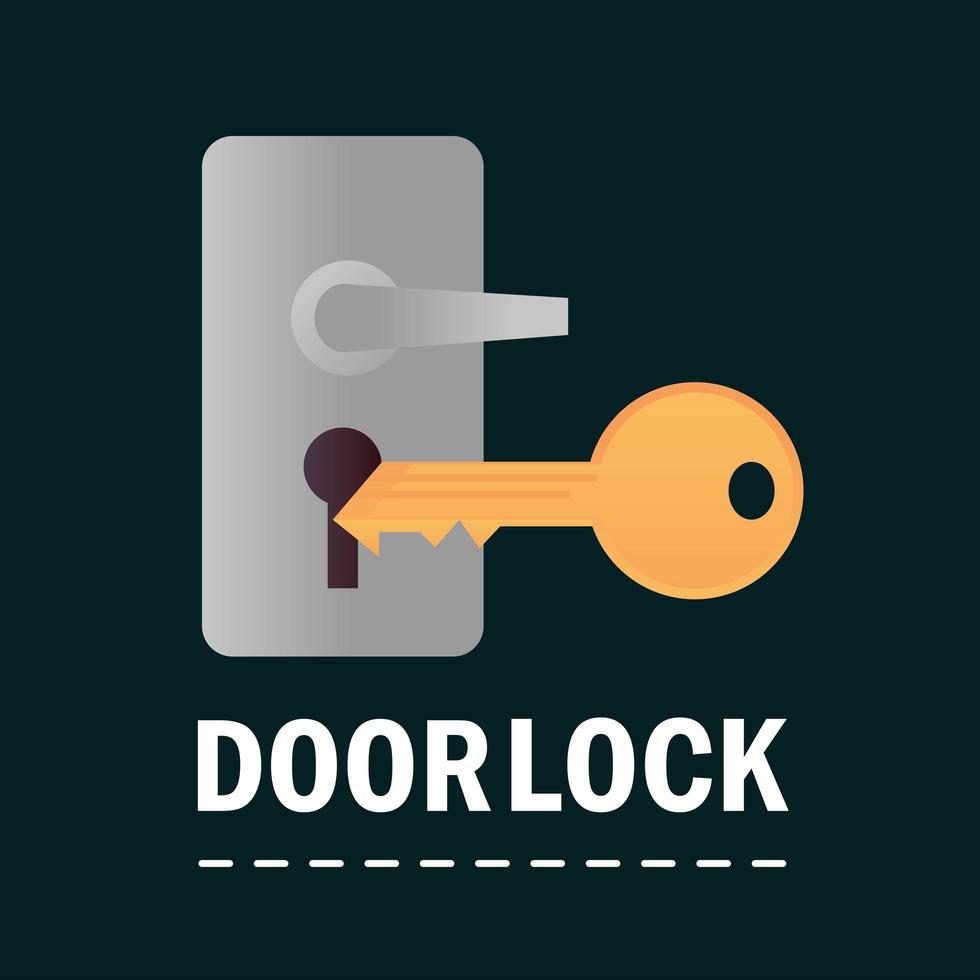 door lock and key security and protection vector