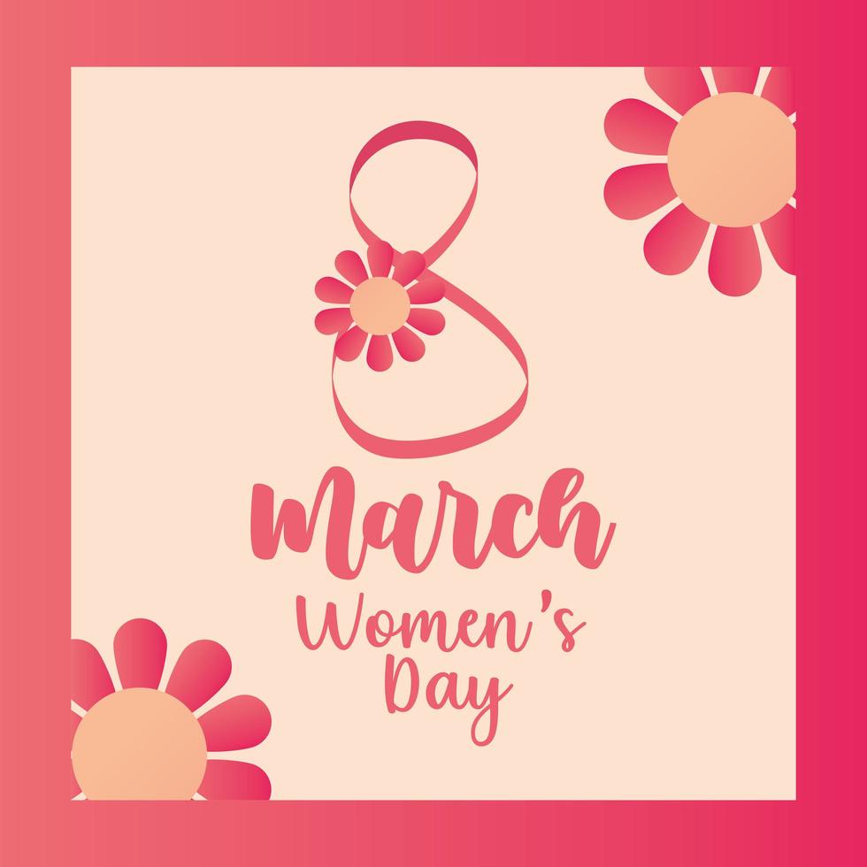 womens day greeting card 8 march flowers celebration vector