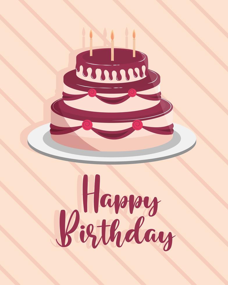 birthday cake greeting card celebration party vector