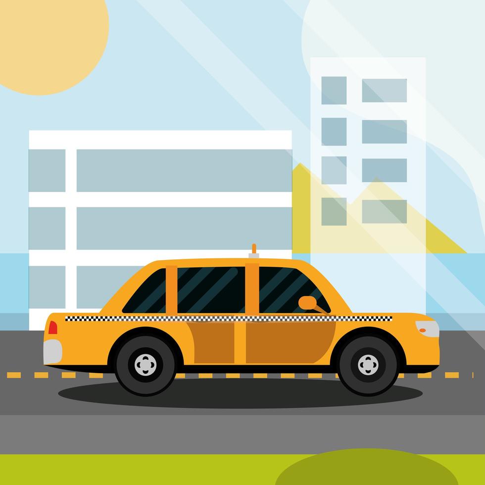 taxi car service cab road over city cityscape city transport vector