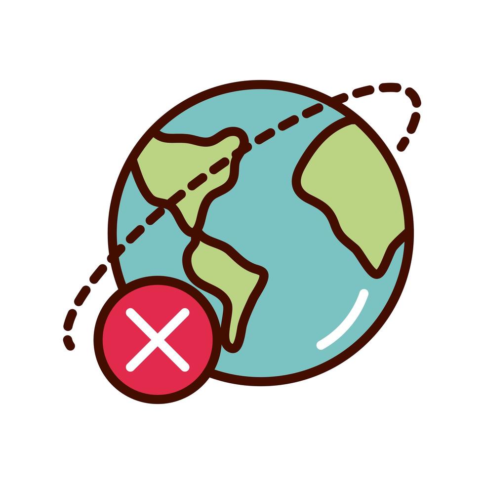 not travel around world prevent spread of covid19 line and file icon vector