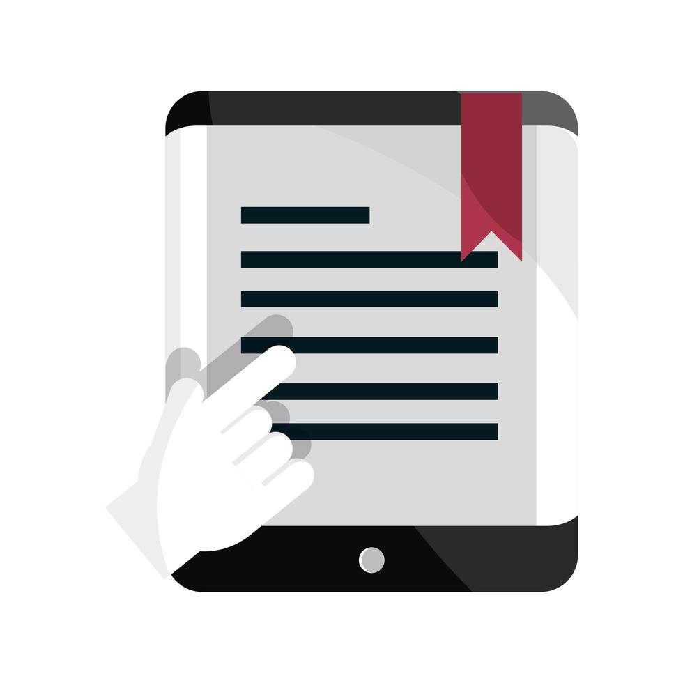 mobile hand click document screen online education isolated icon shadow vector