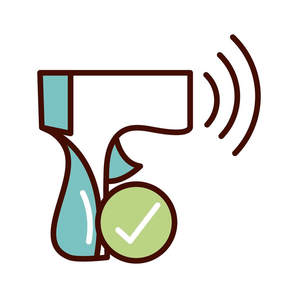 checking temperature prevent spread of covid19 line and file icon vector