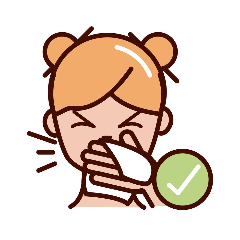 cover mouth and nose with tissue prevent spread of covid19 line and file icon vector