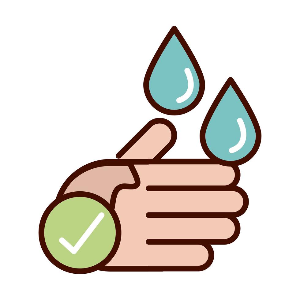 wash hands prevent spread of covid19 line and file icon vector