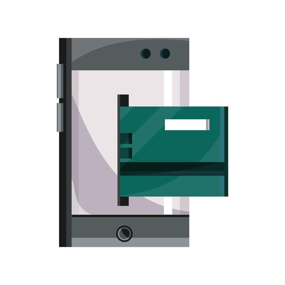 payments online smartphone bank credit card insert flat icon shadow vector
