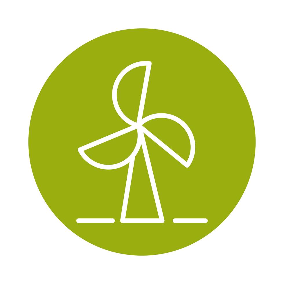 icono de estilo de línea de bloque de energía sostenible alternativa de turbina eólica vector