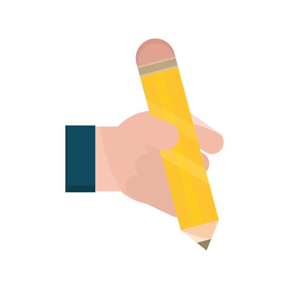 Escritura a mano con lápiz de suministro de educación en línea sombra icono aislado vector