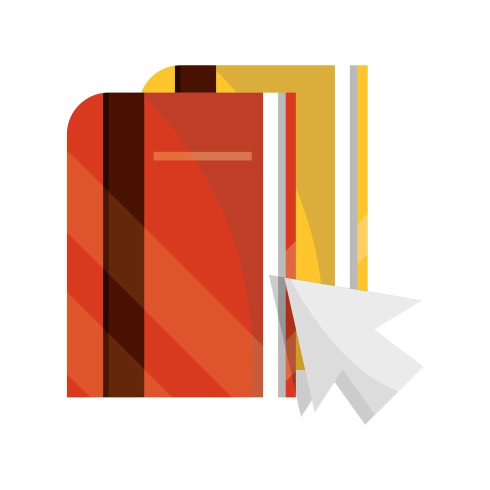 ebooks click arrow virtual online education isolated icon shadow vector