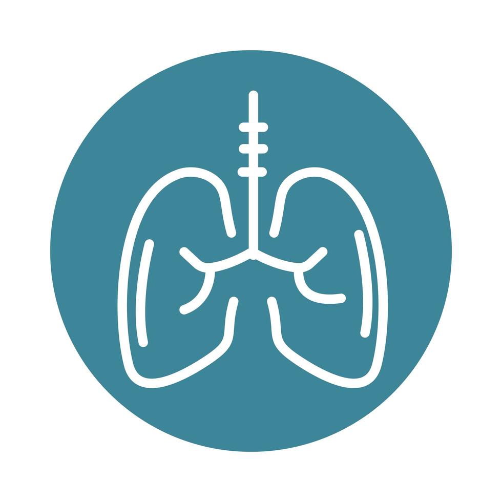 virus covid 19 pandemic respiratory condition lungs block line style icon vector