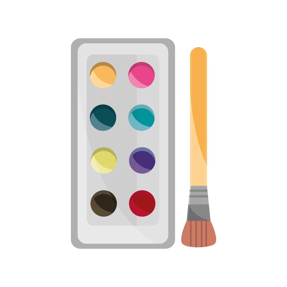 watercolor palette brush artistic supply study school education isolated icon vector