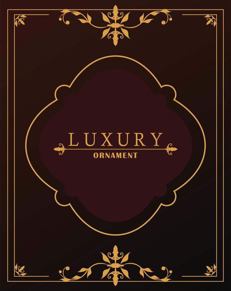 luxury golden frame with victorian style in red wine background vector