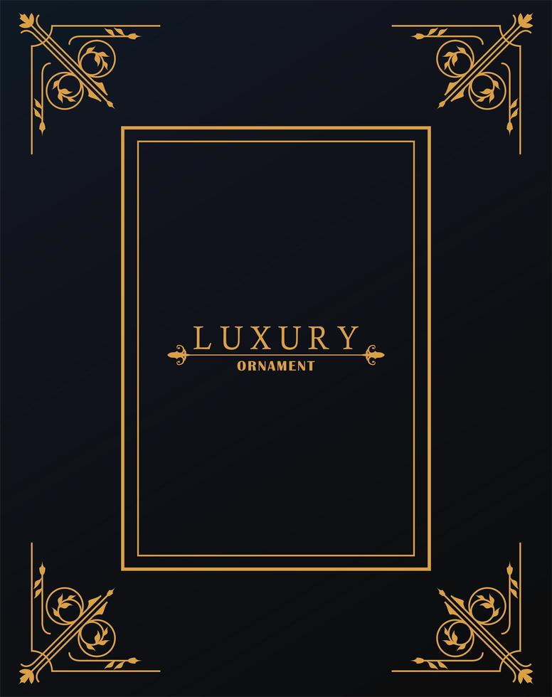 luxury frame golden with victorian style in black background vector