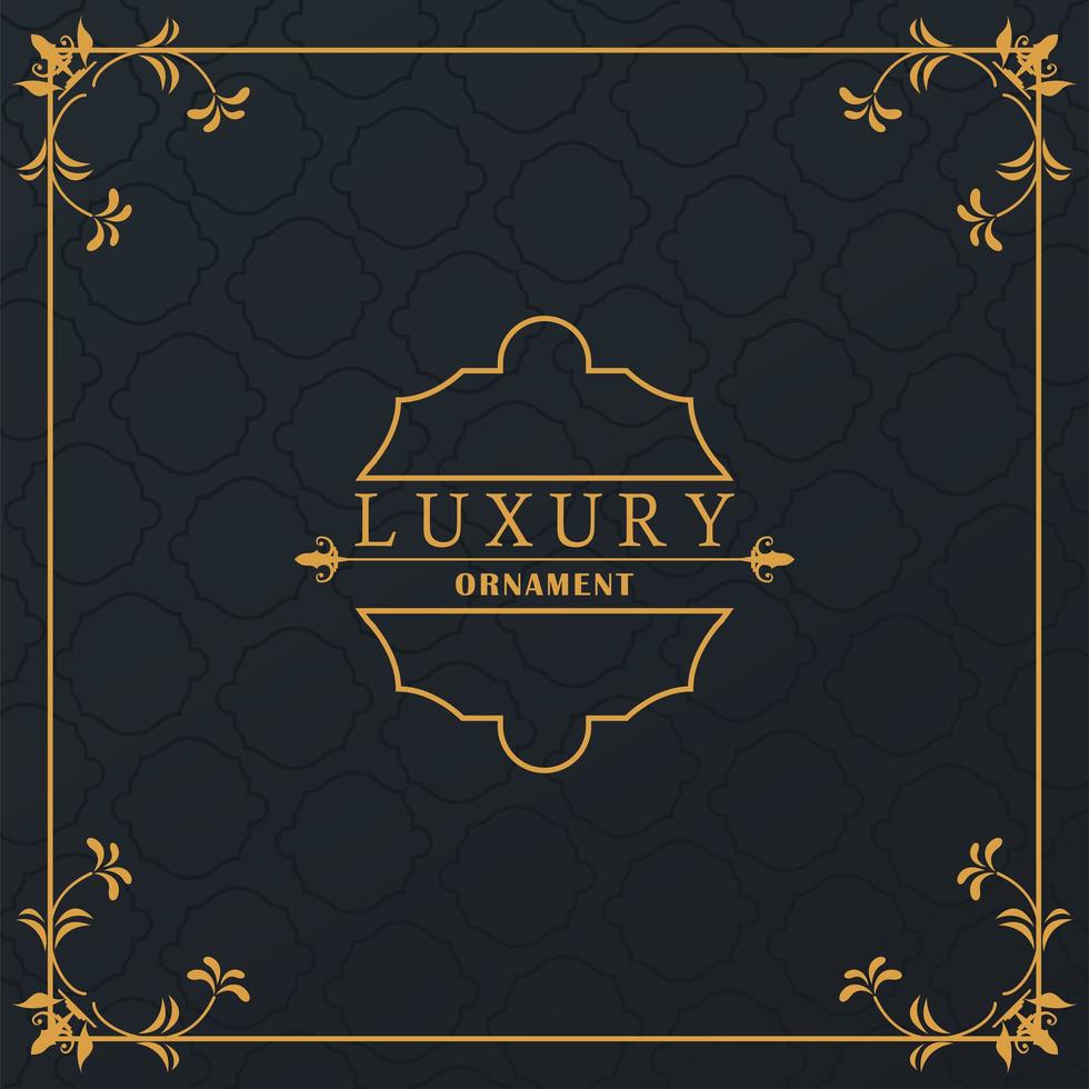 luxury golden frame with victorian style in black background vector