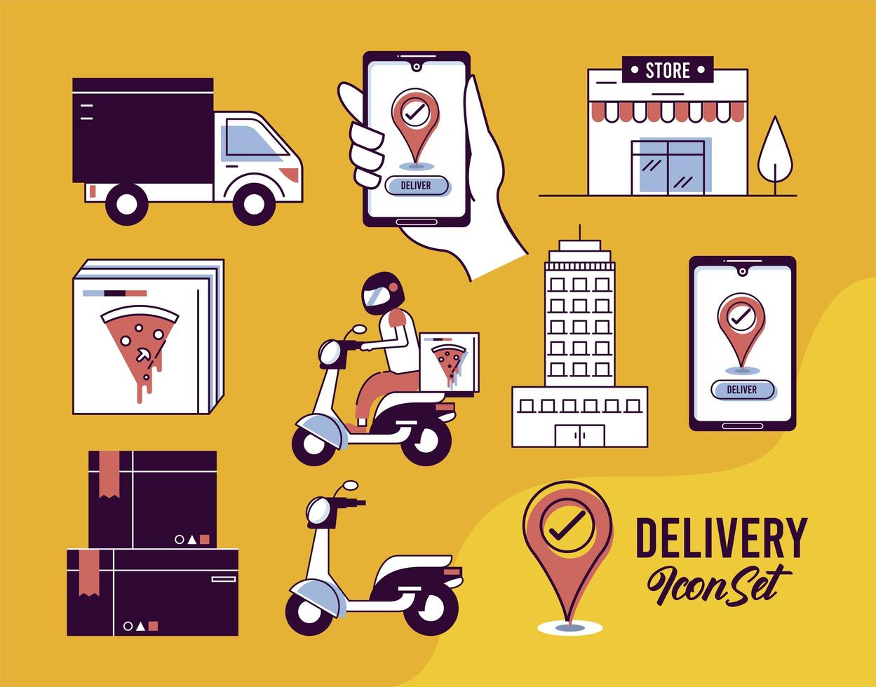 delivery ten icons vector