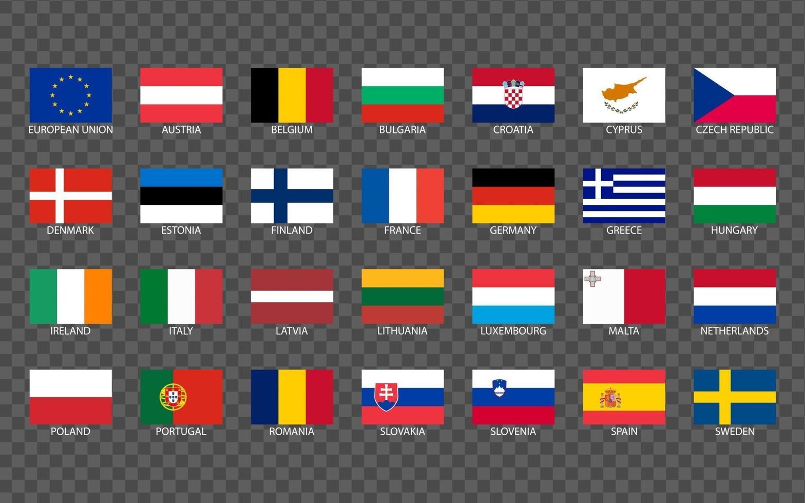 banderas planas de los países de la unión europea vector