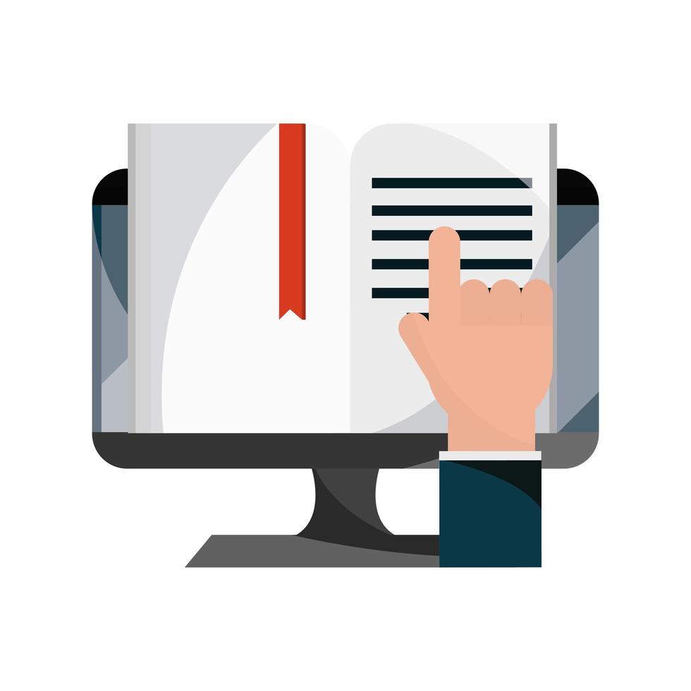computer ebook content study online education isolated icon shadow vector
