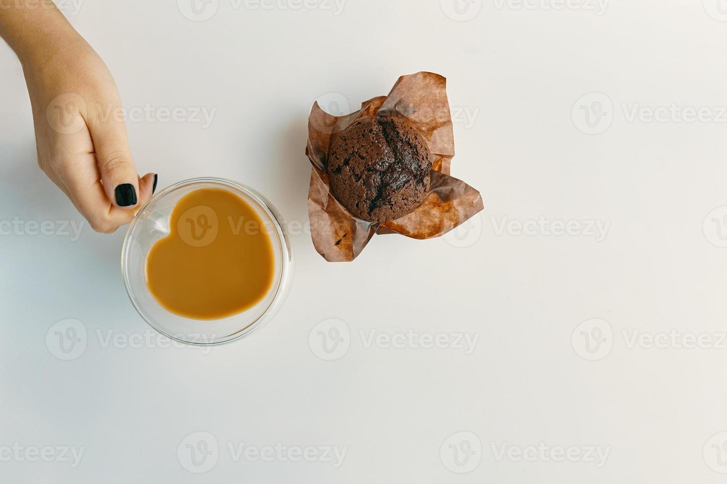 Morning breakfast on white table photo