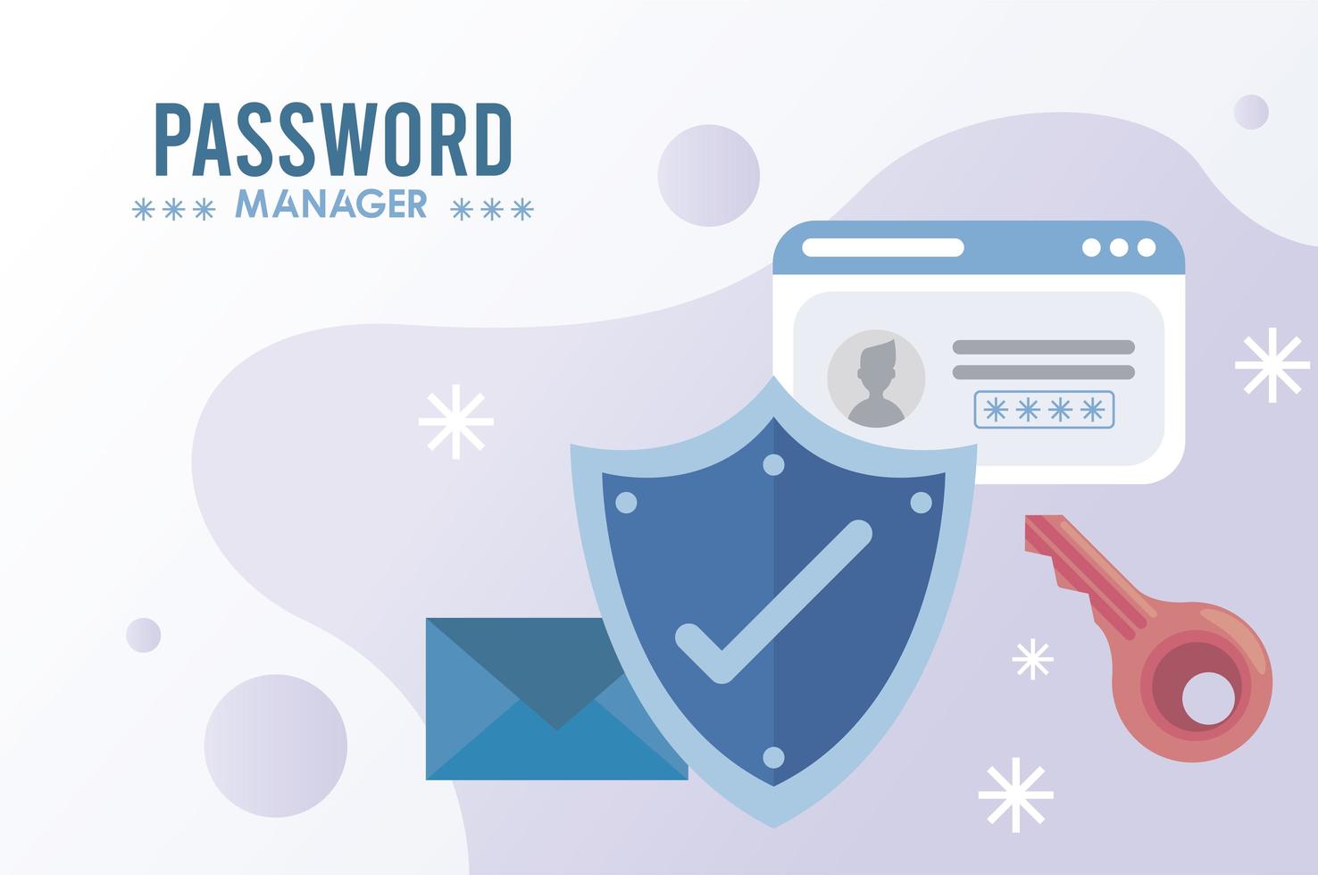 password manager theme with check symbol in shield and icons vector